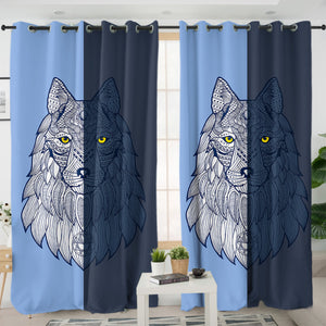 2-tone Geometric Gray Wolf SWKL4109 - 2 Panel Curtains