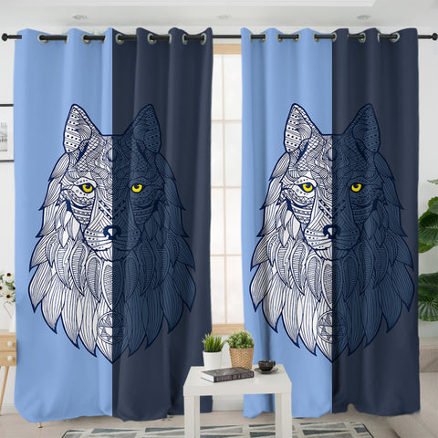 Image of 2-tone Geometric Gray Wolf SWKL4109 - 2 Panel Curtains