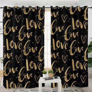 Golden Love Text SWKL4111 - 2 Panel Curtains