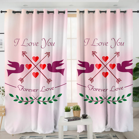 Image of Forever Love Pink Theme SWKL4112 - 2 Panel Curtains