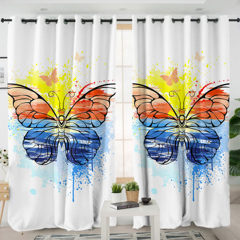 Image of Ocean Watercolor Print Butterfly SWKL4114 - 2 Panel Curtains