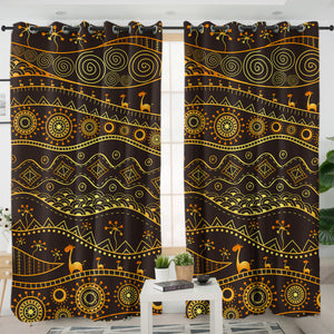 Golden Acient Aztec Animal SWKL4116 - 2 Panel Curtains