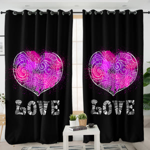 Heart Love Mandala Pattern SWKL4117 - 2 Panel Curtains