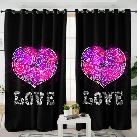 Image of Heart Love Mandala Pattern SWKL4117 - 2 Panel Curtains