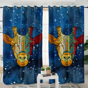Mandala Giraffe Galaxy Theme SWKL4118 - 2 Panel Curtains