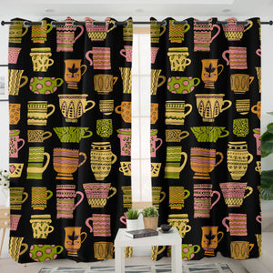 Vintage Ceramic Aztec Pattern SWKL4123 - 2 Panel Curtains