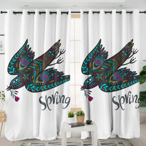 Bohemian Aztec Spring Bird SWKL4220 - 2 Panel Curtains