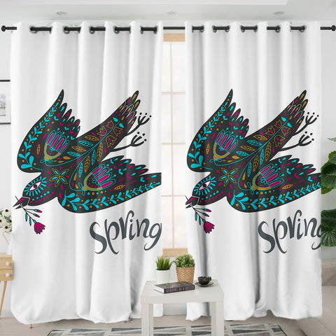 Image of Bohemian Aztec Spring Bird SWKL4220 - 2 Panel Curtains