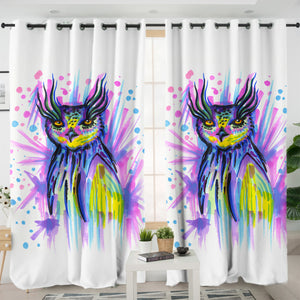 Watercolor Owl Sketch SWKL4221 - 2 Panel Curtains