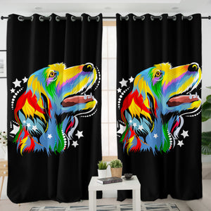 Colorful Star Golden Retriever SWKL4226 - 2 Panel Curtains