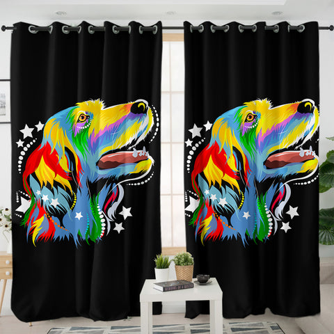 Image of Colorful Star Golden Retriever SWKL4226 - 2 Panel Curtains