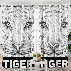 B&W Detail Tiger Sketch SWKL4230 - 2 Panel Curtains