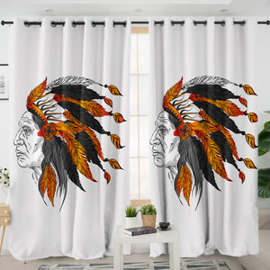 Orange Feather Bohemian Man SWKL4231 - 2 Panel Curtains