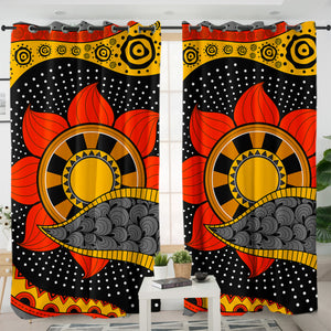 Colorful Modern Japanese Art Mandala Black SWKL4235 - 2 Panel Curtains