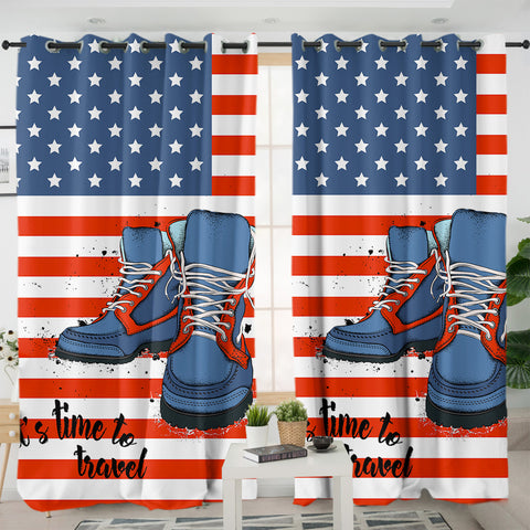 Image of USA It's Time To Travel SWKL4238 - 2 Panel Curtains