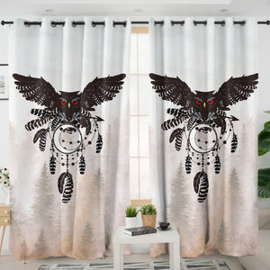 Dark Owl Dream Catcher Forest SWKL4241 - 2 Panel Curtains