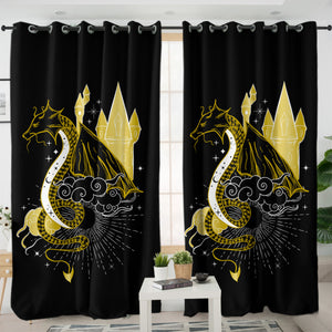 Golden Dragon & Royal Tower SWKL4244 - 2 Panel Curtains