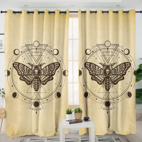 Image of Old School Skull Butterfly Zodiac SWKL4245 - 2 Panel Curtains