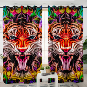 Colorful Modern Curve Art Tiger SWKL4246 - 2 Panel Curtains