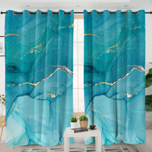 Splash Golden Turquoise SWKL4277 - 2 Panel Curtains