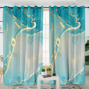 Splash Golden Light Mint SWKL4281 - 2 Panel Curtains