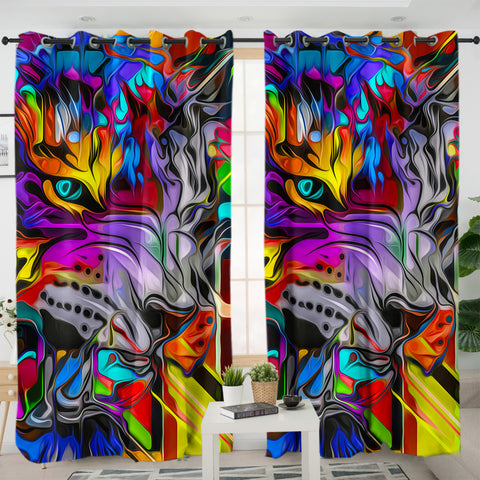 Image of Colorful Curve Art Wolf SWKL4288 - 2 Panel Curtains