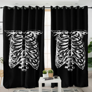B&W Skeleton Sketch SWKL4292 - 2 Panel Curtains