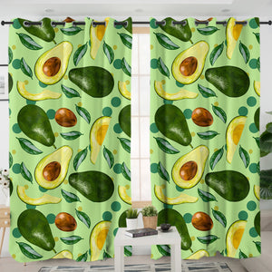 Avocado Monogram Green Theme SWKL4294 - 2 Panel Curtains