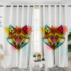 Splash Multicolor Wolf Black Work SWKL4298 - 2 Panel Curtains