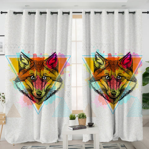 Image of Splash Multicolor Wolf Black Work SWKL4298 - 2 Panel Curtains
