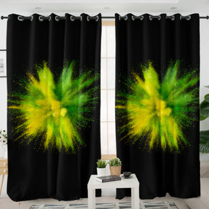 Green & Yellow Splash Black Theme SWKL4301 - 2 Panel Curtains