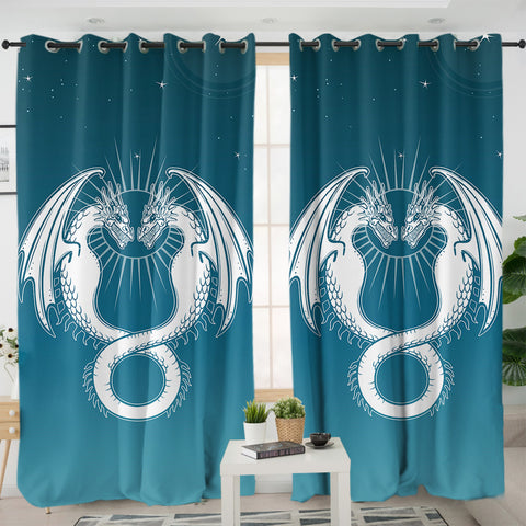 Image of Facing Europe Dragonfly Turquoise Theme SWKL4304 - 2 Panel Curtains