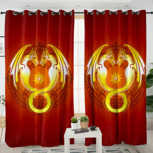Facing Yellow Europe Dragonfly Fire Theme SWKL4305 - 2 Panel Curtains