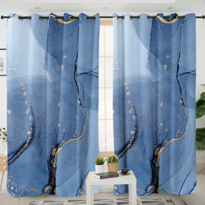 Golden Splash Shade Of Navy SWKL4309 - 2 Panel Curtains