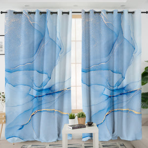 Golden Splash Shade Of Blue SWKL4310 - 2 Panel Curtains