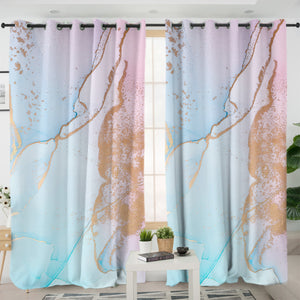 Golden Light Splash Blue & Pink SWKL4315 - 2 Panel Curtains