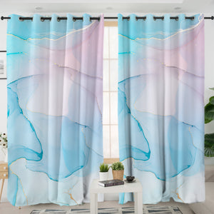 Golden Splash Gradient Blue & Pink SWKL4316 - 2 Panel Curtains