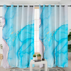 Golden Splash Gradient Light Blue & Pink SWKL4317 - 2 Panel Curtains