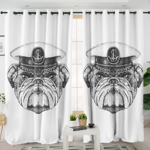 Image of B&W Ship Captain Dog SWKL4323 - 2 Panel Curtains