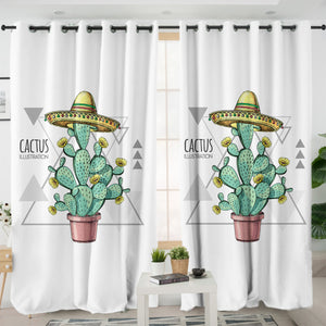 Westside Cartoon Cactus Triangle Illustration SWKL4324 - 2 Panel Curtains