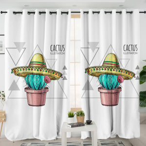 Tiny Cartion Cactus Triangle Illustration SWKL4325 - 2 Panel Curtains