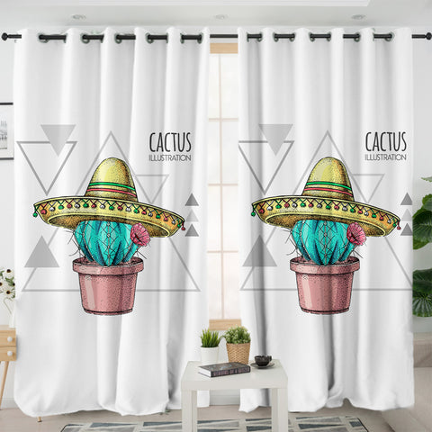 Image of Tiny Cartion Cactus Triangle Illustration SWKL4325 - 2 Panel Curtains