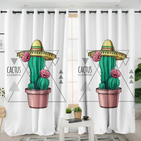 Image of Tiny Cartoon Cactus Flower Triangle Illustration SWKL4326 - 2 Panel Curtains