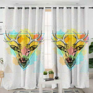 Colorful Splash Vintage Deer Triangle SWKL4327 - 2 Panel Curtains