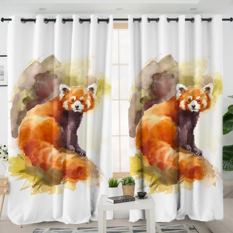 Image of Watercolor Fox Painting SWKL4328 - 2 Panel Curtains