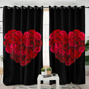 Roses in Heart Patter SWKL4329 - 2 Panel Curtains