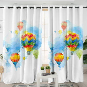 Colorful Ballon Watercolor Painting SWKL4330 - 2 Panel Curtains
