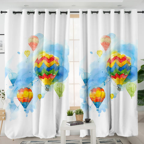 Image of Colorful Ballon Watercolor Painting SWKL4330 - 2 Panel Curtains