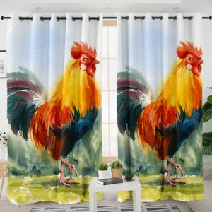 Rooster Watercolor Painting SWKL4334 - 2 Panel Curtains