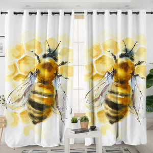 Queen Bee Watercolor Painting SWKL4404 - 2 Panel Curtains